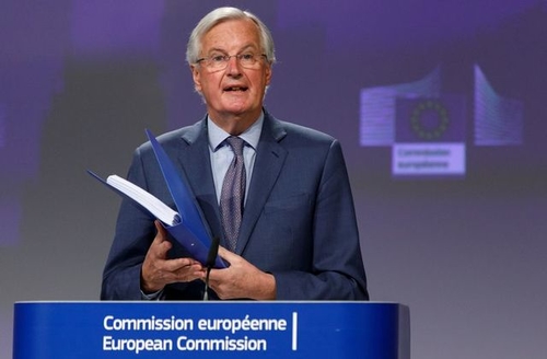 Michel Barnier, the EU’s chief negotiator for the future relationship with the UK, speaking after the conclusion of the second round of negotiations on April 24.