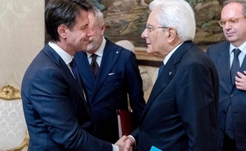 Italy, June 1: President Sergio Mattarella congratulates Prime Minister Giuseppe Conte.