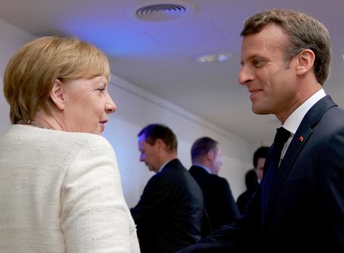 German Chancellor Angela Merkel and French President Emmanuel Macron at last Thursday’s European Council meeting
