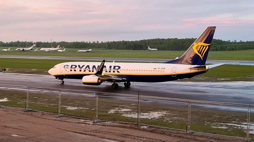 Ryanair flight from Athens arriving in Vilnius, Lithuania after forced landing in Minsk, Belarus.