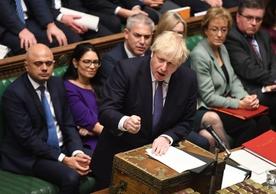 British Prime Minister Boris Johnson speaking in the House of Commons Friday in support of the revised EU Withdrawal Agreement Bill.