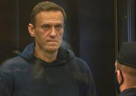Alexei Navalny in court yesterday.