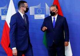 Polish Prime Minister Mateusz Morawiecki and Hungarian Prime Minister Viktor Orbán at the EU.