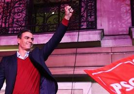 Spanish Acting Prime Minister and Socialist party leader Pedro Sánchez celebrating yesterday’s election.