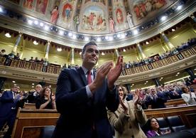 Acting Prime Minister Pedro Sánchez after the Spanish Congress of Deputies approved the new Socialist-Podemos government yesterday.