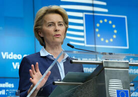 European Commission President Ursula von der Leyen raising possibility of infringement procedure against Germany, May 2020.