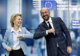 European Commission President Ursula von der Leyen and European Council President Charles Michel after Tuesday’s agreement on recovery plan and MFF.